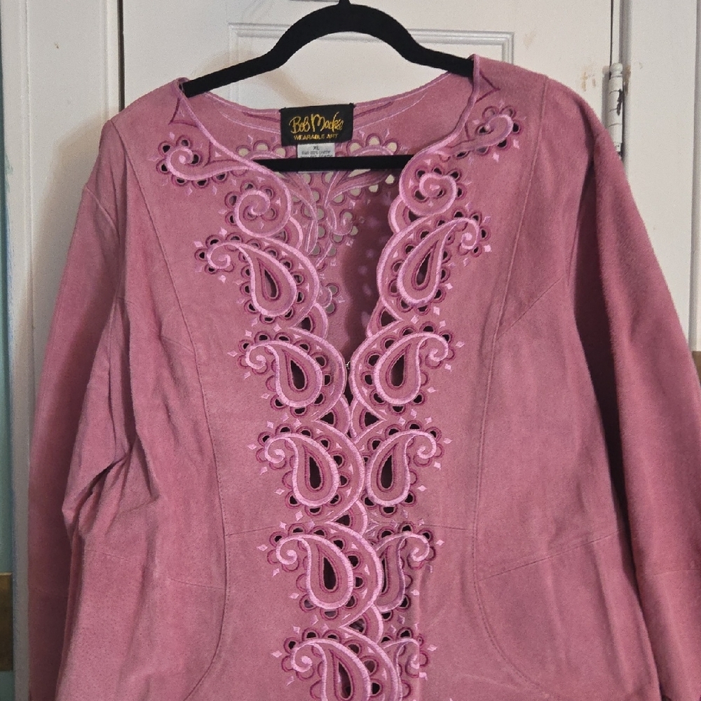 Bob Mackie Pink Paisley Embroidered Jacket